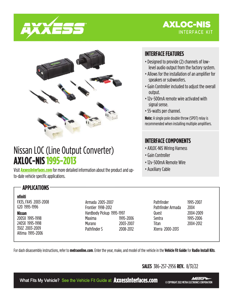 First page image of the manual for AXLOC-NIS