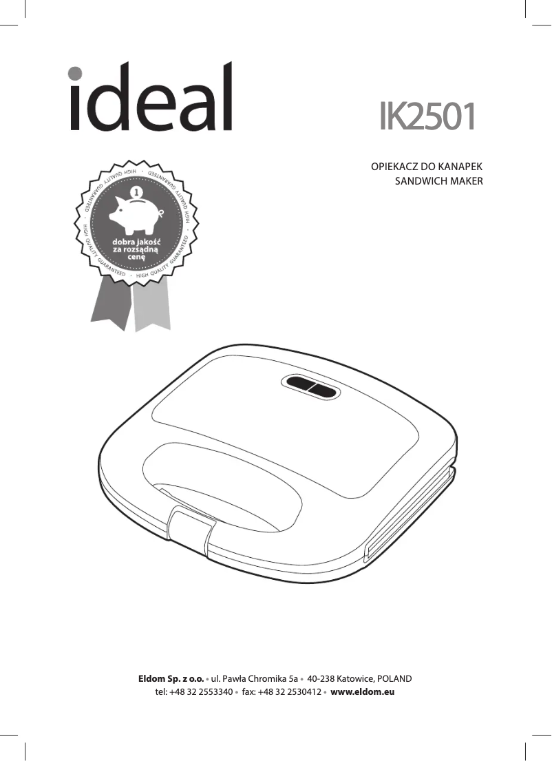 First page image of the manual for IDEAL IK2501