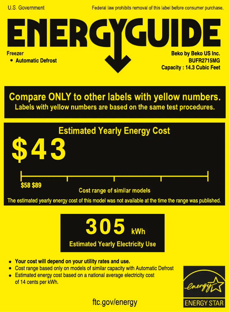 Page 1 of the manual Energy Label Beko BUFR2715MG