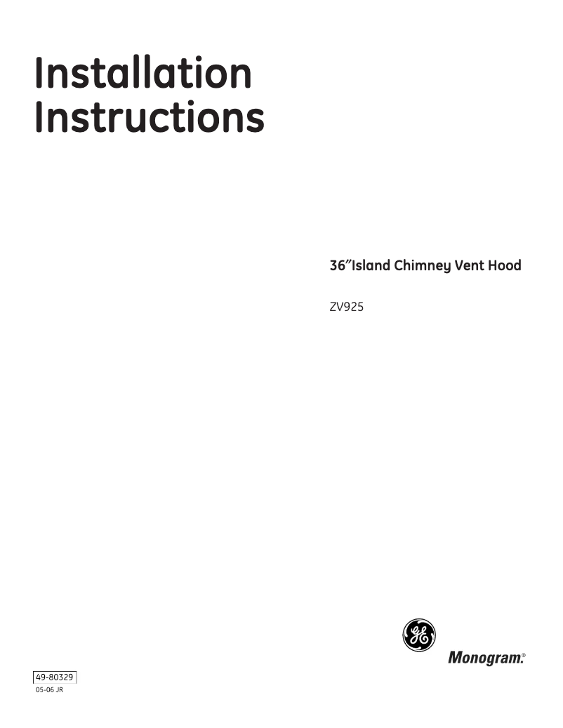 First page image of the manual for ZV925SLSS