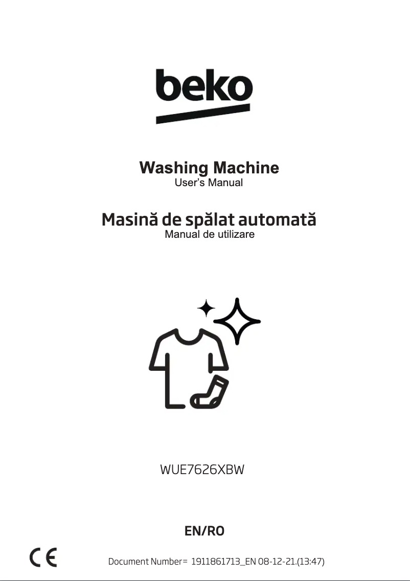 Page 1 of the manual User Manual Beko WUE7626XBW