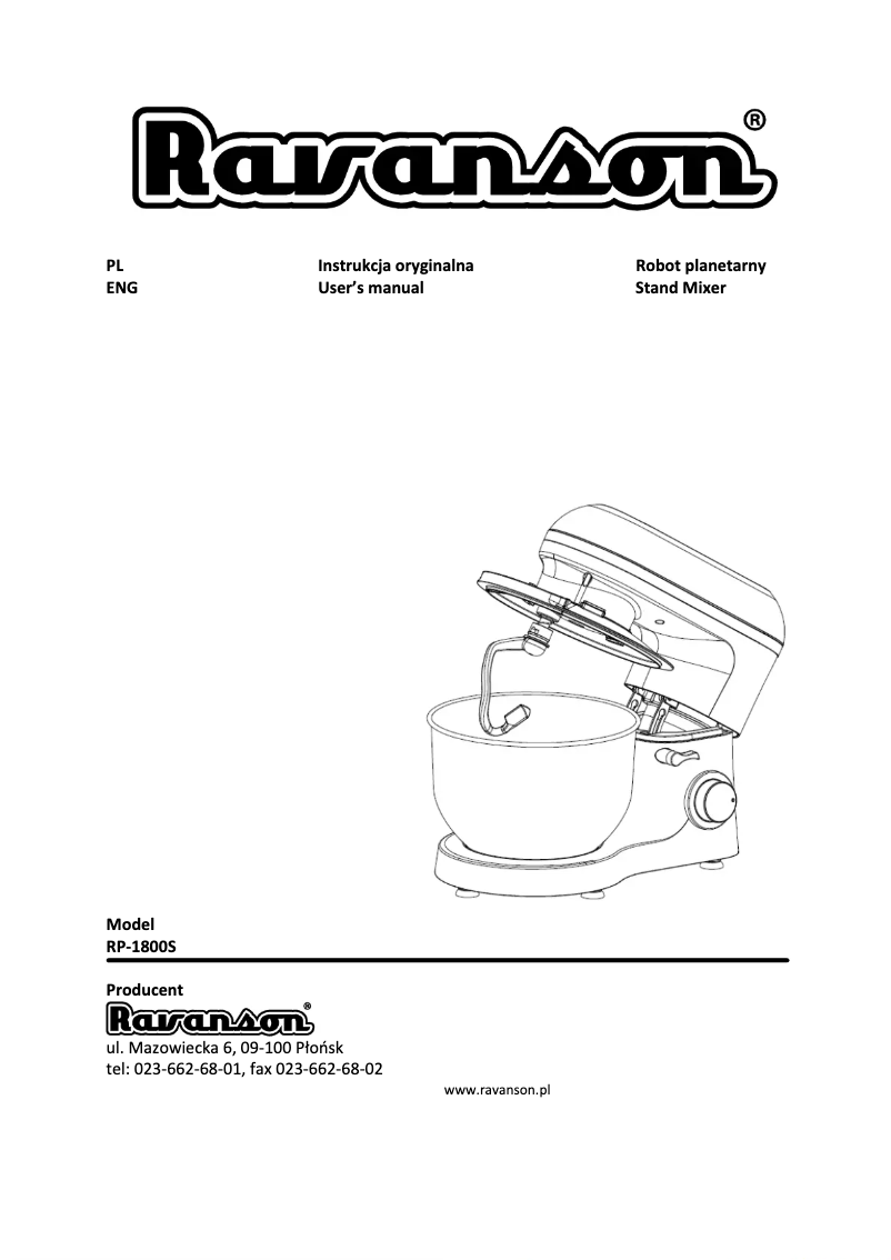 First page image of the manual for RP-1800S