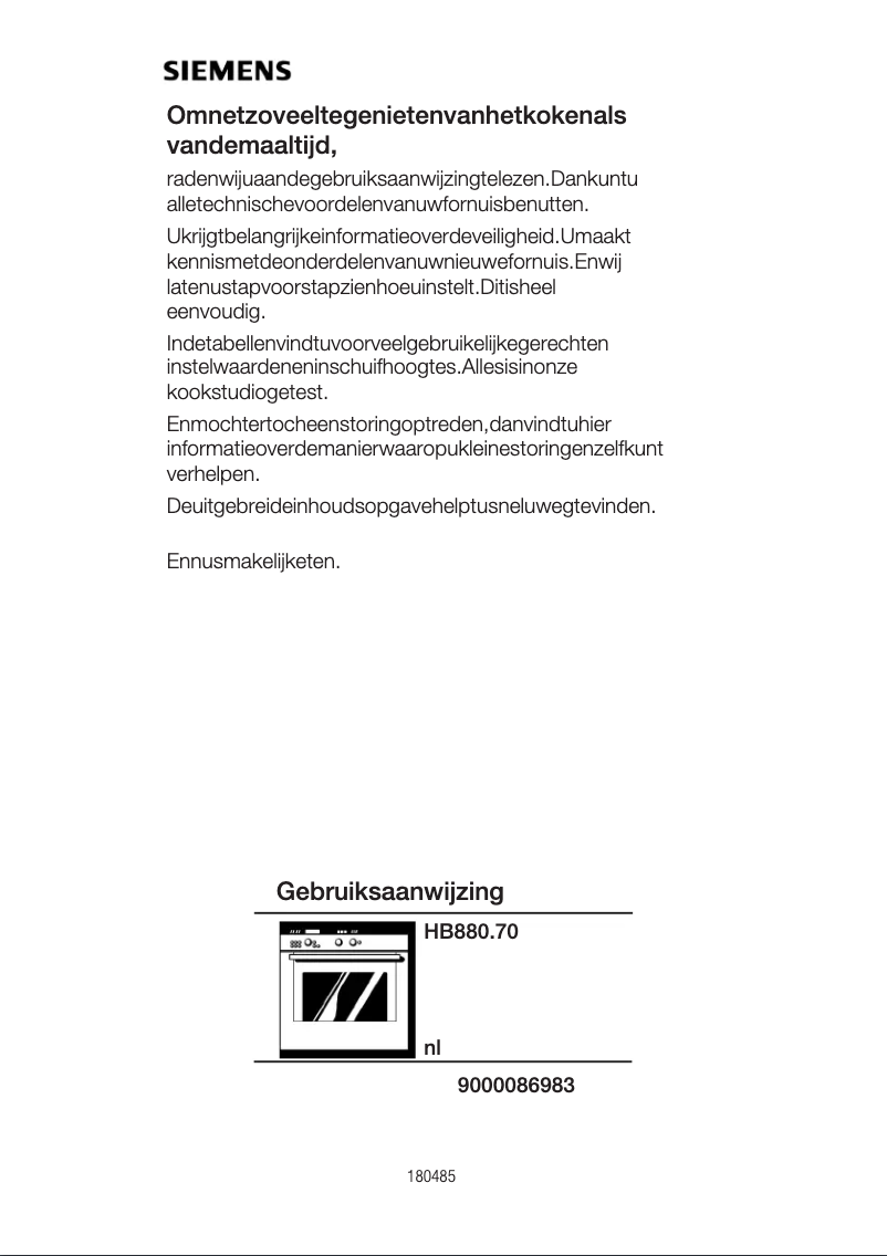 Page 1 of the manual User Manual Siemens HB880570