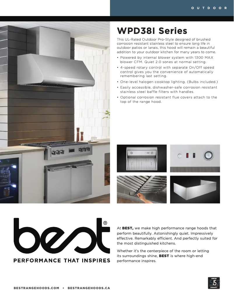 Page 1 of the manual Technical Sheet Best WPD38I36SB