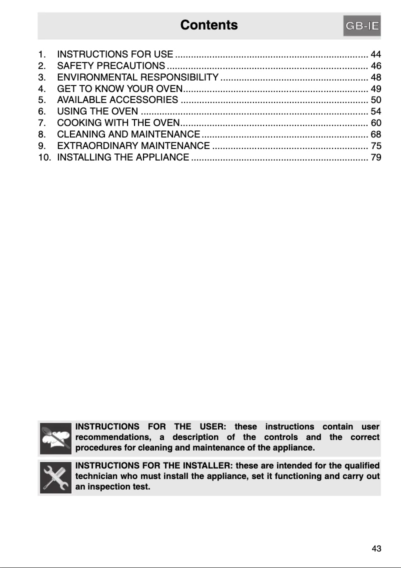 Page 1 of the manual User Manual Smeg SC850P-8