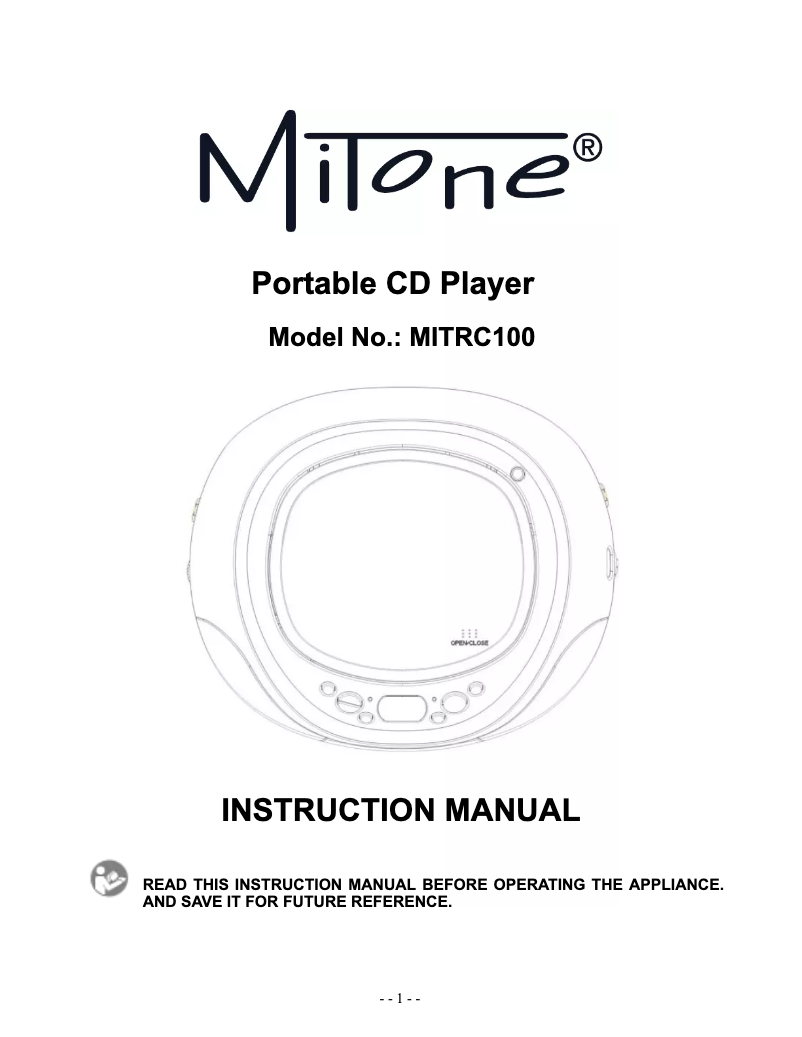 First page image of the manual for MITRC100