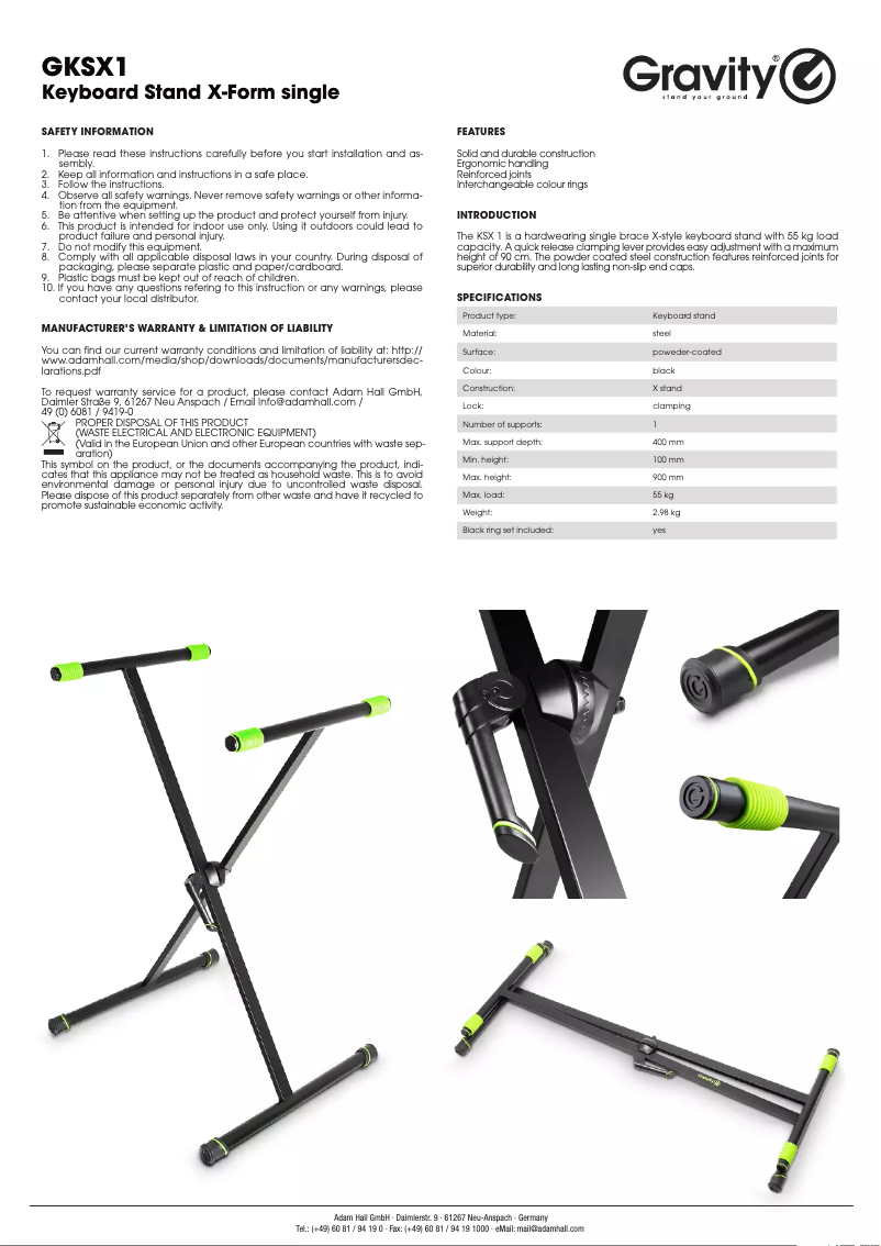 First page image of the manual for GKSX1