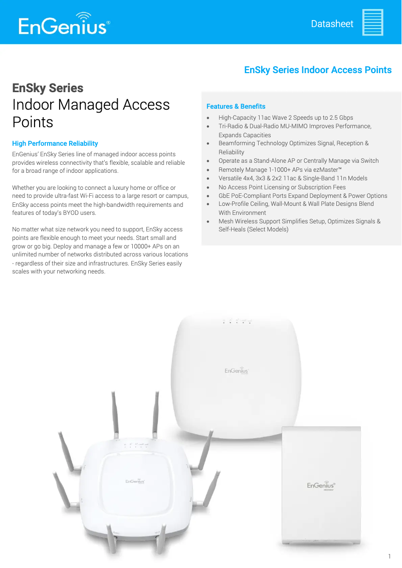 Page 1 of the manual Technical Sheet EnGenius Neutron EWS355AP