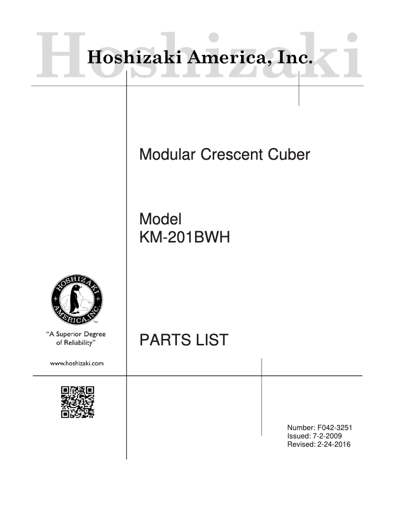 First page image of the manual for KM-201BWH