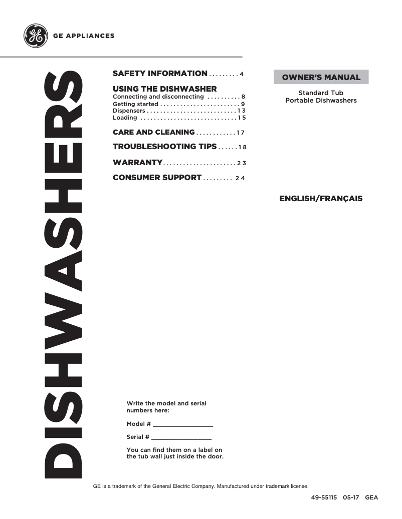 Page 1 of the manual Use and Maintenance Manual GE GSC3500DBB