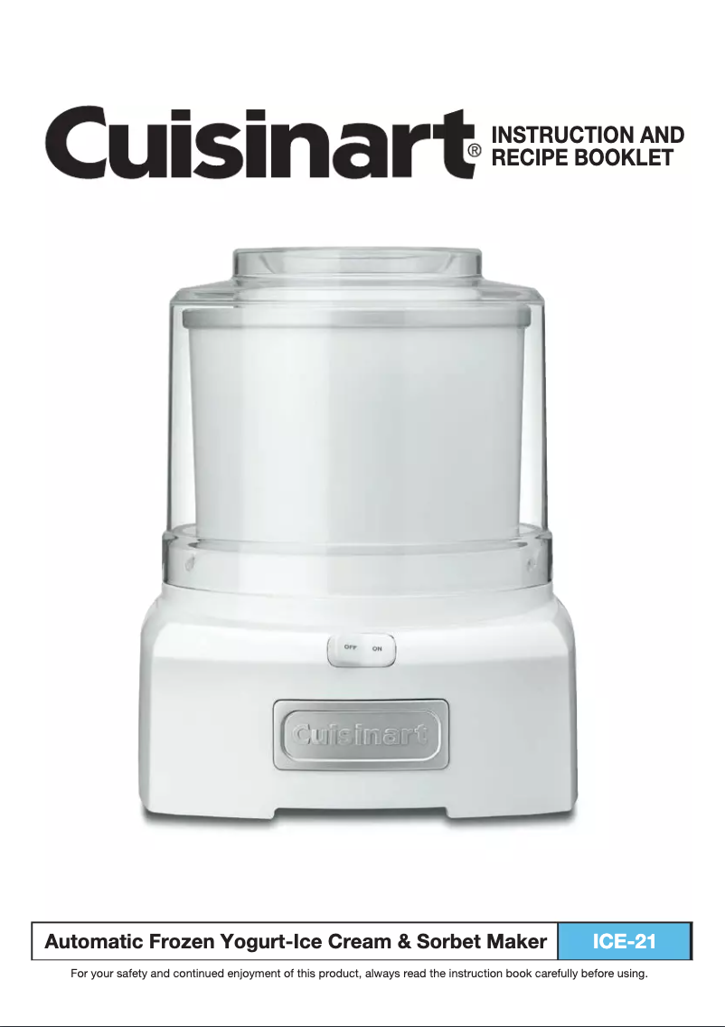 Page 1 of the manual User Manual Cuisinart ICE-21