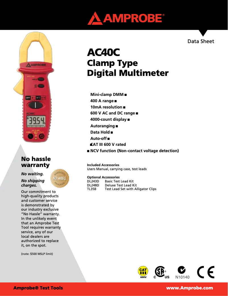 Page 1 of the manual User Manual Amprobe AC40C
