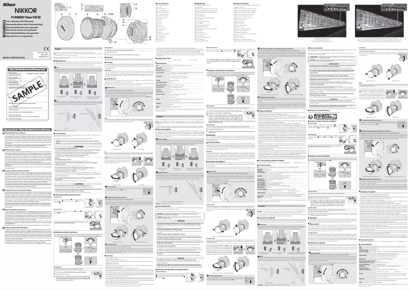 First page image of the manual for PC Nikkor 19mm f/4E ED