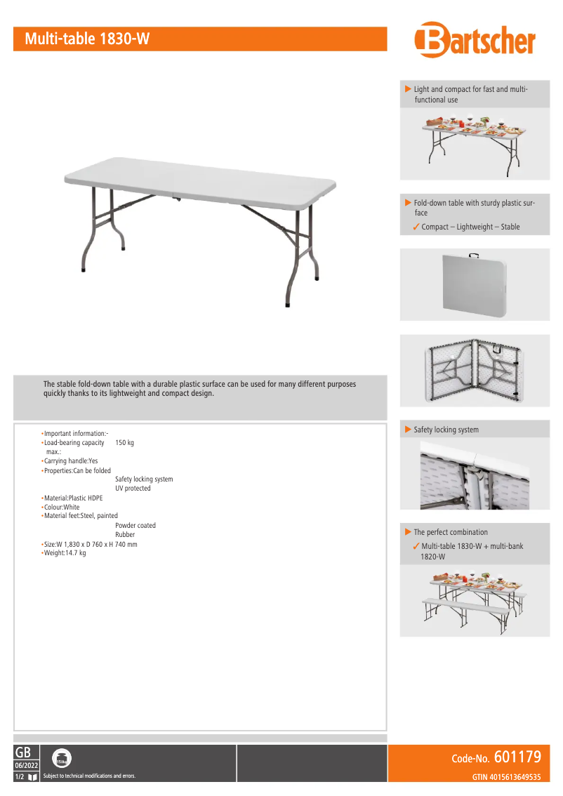 First page image of the manual for 1830-W