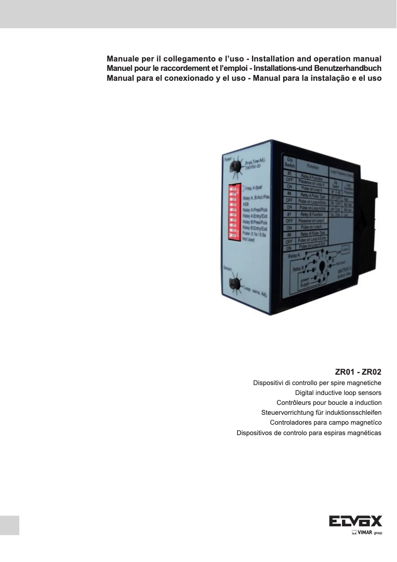 Image de la première page du manuel de l'appareil ELVOX ZR02