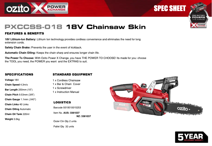 First page image of the manual for PXCCSS-018