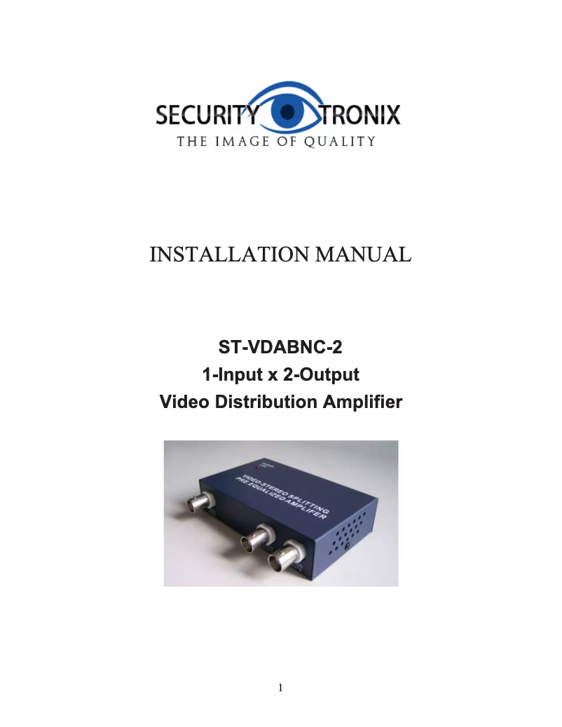 Page 1 of the manual User Manual Security Tronix ST-VDABNC-2