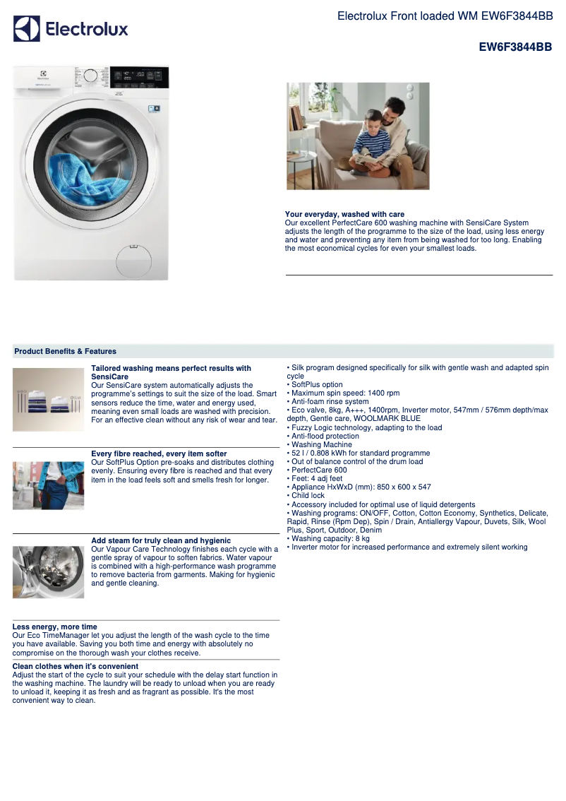 First page image of the manual for EW6F3844BB