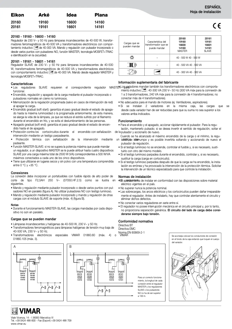 Page 1 of the manual User Manual Vimar 16601.B