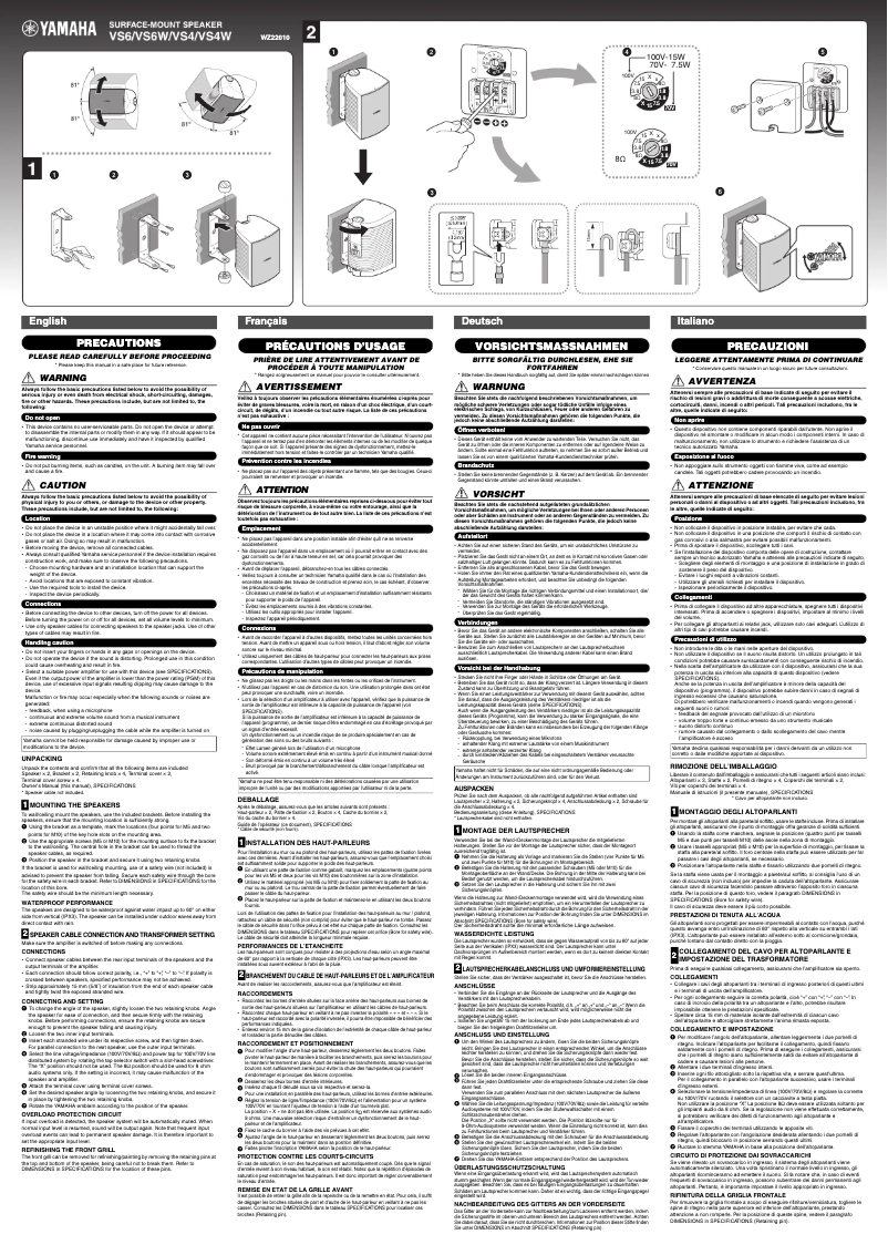 Page 1 of the manual User Manual Yamaha VS4