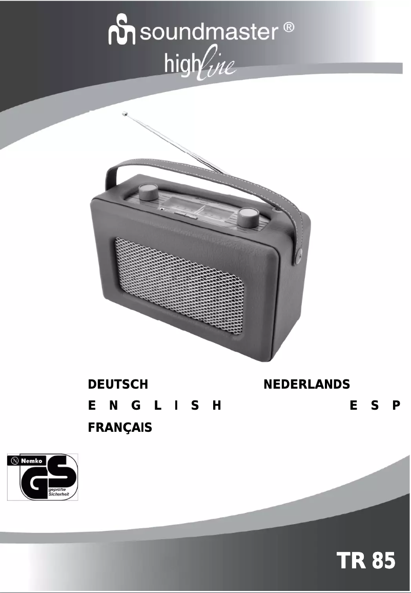 First page image of the manual for TR 85