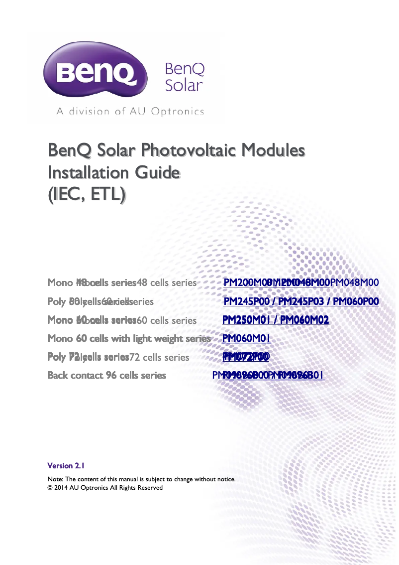 Image de la première page du manuel de l'appareil PM060M02