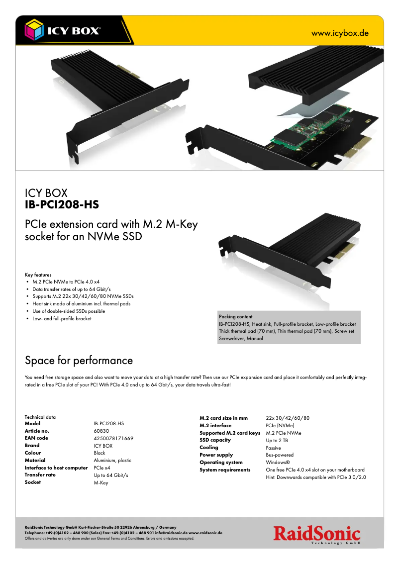 First page image of the manual for IB-PCI208-HS