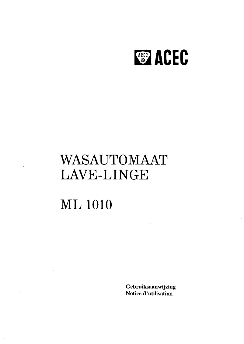 Page 1 of the manual User Manual Acec ML 1010