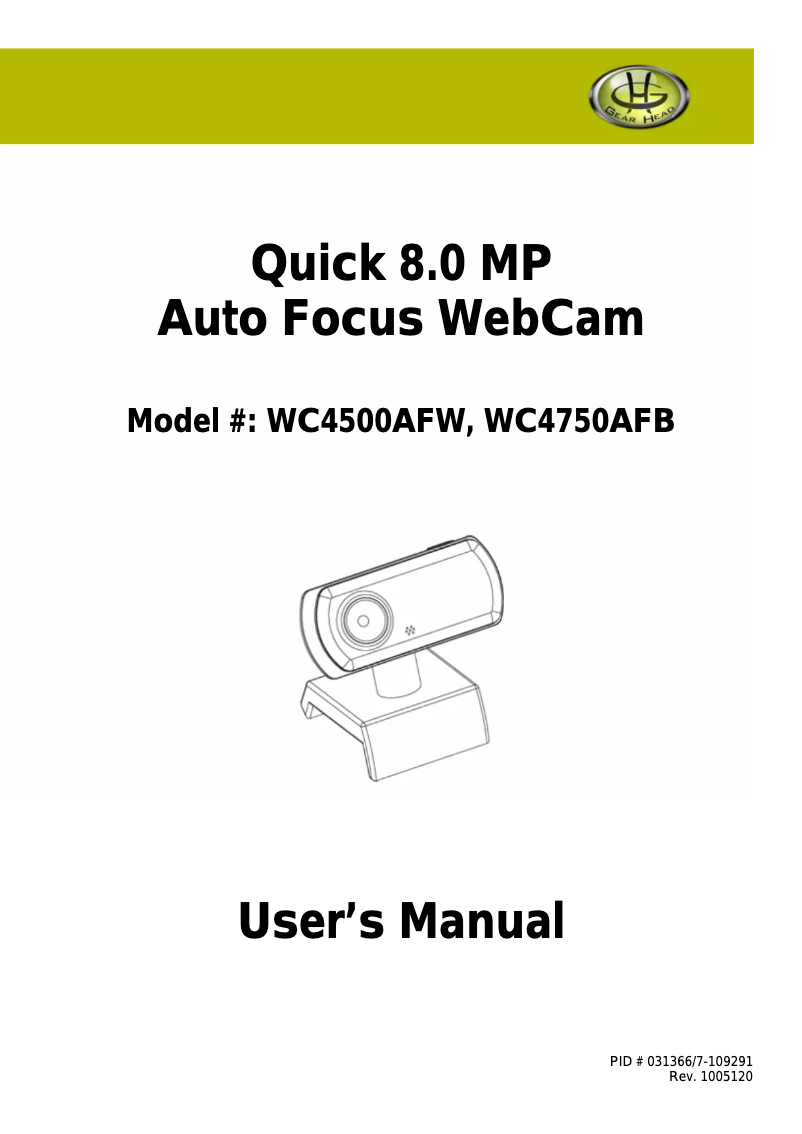 First page image of the manual for WC4500AFW Auto Focus