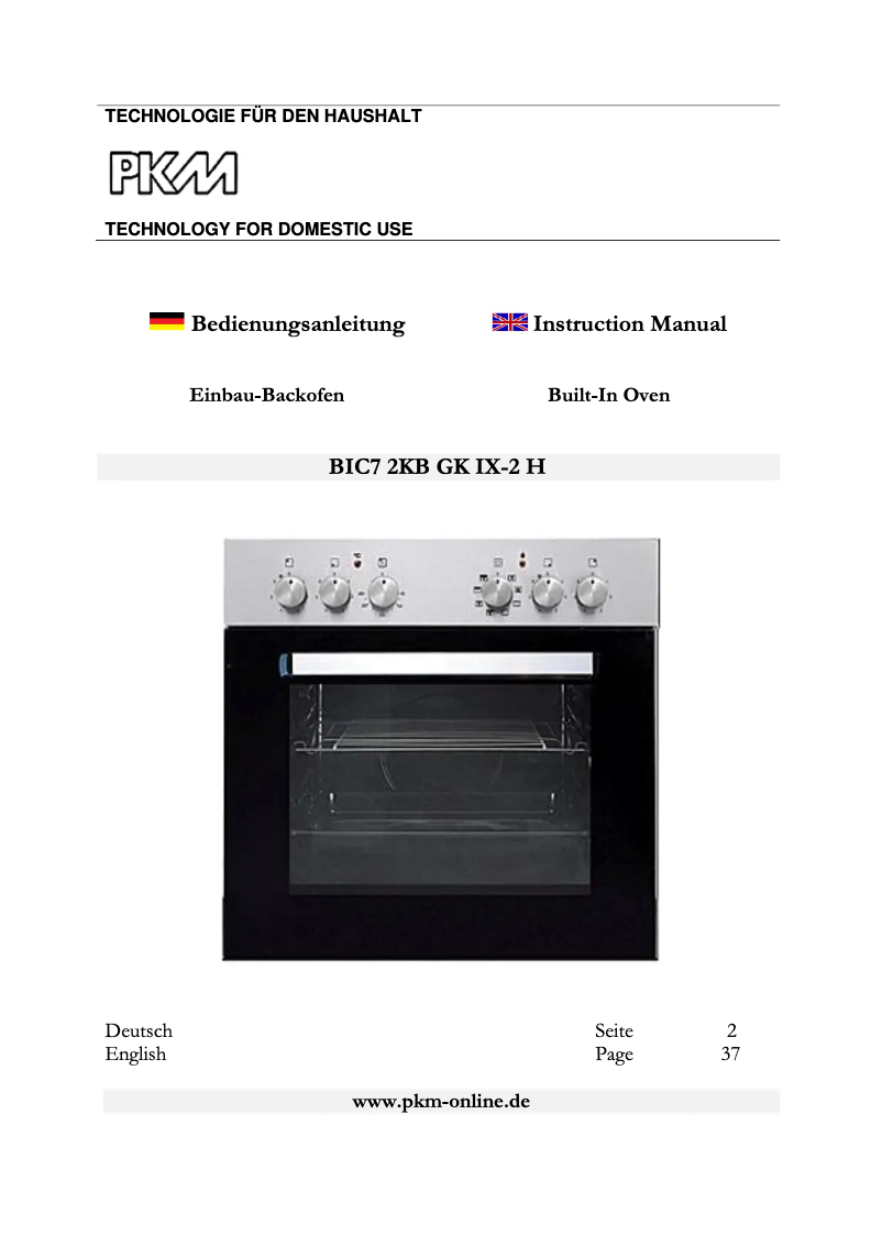 First page image of the manual for BIC7-2KB GK IX-2 H