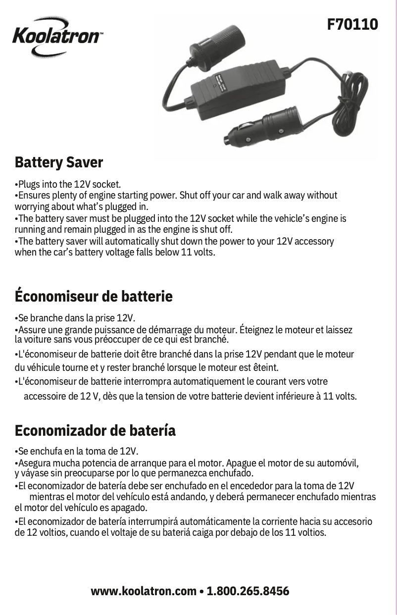 First page image of the manual for F70110