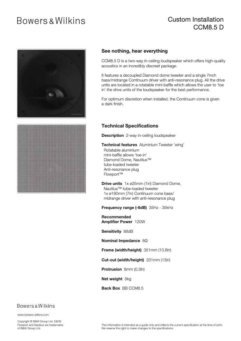 First page image of the manual for CCM8.5 D