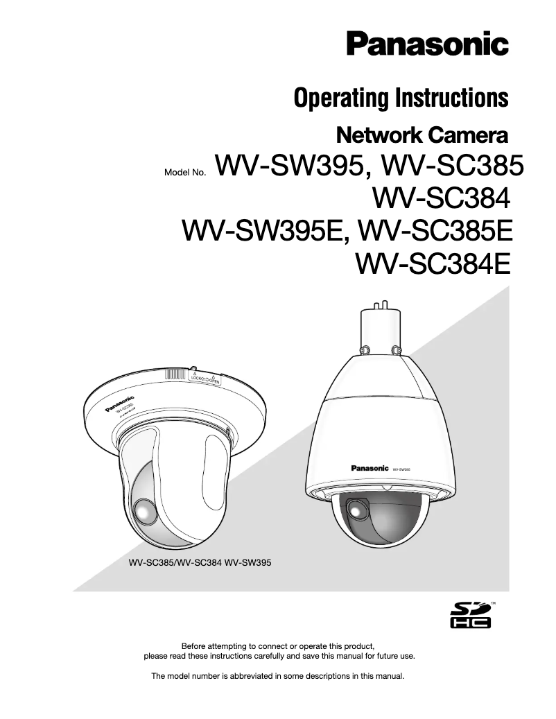 Page 1 of the manual User Manual Panasonic WV-SW395