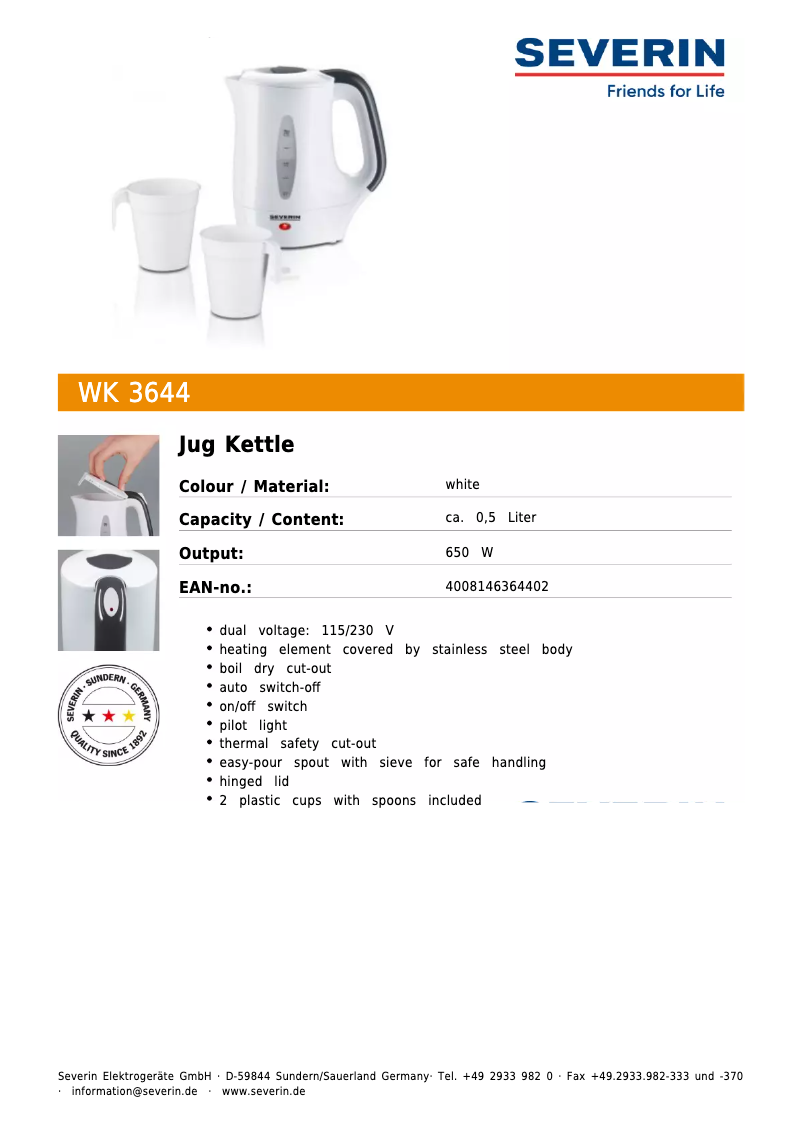 First page image of the manual for WK 3644