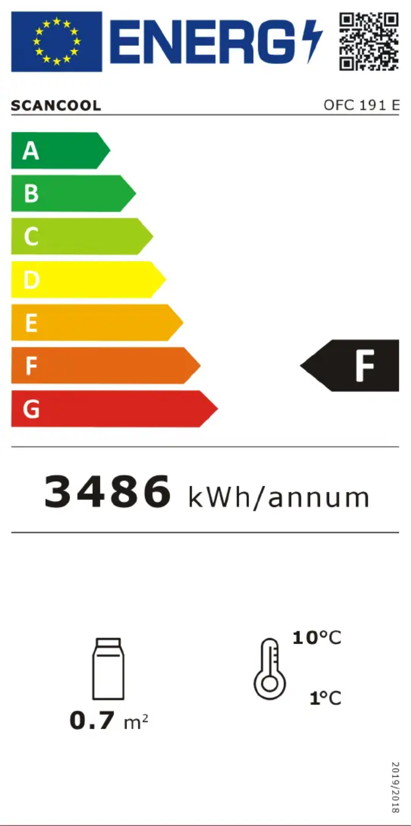 Page 1 of the manual Energy Label Scancool OFC 191 E