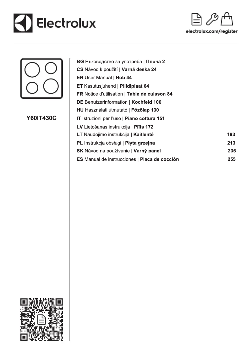 First page image of the manual for Y60IT430C
