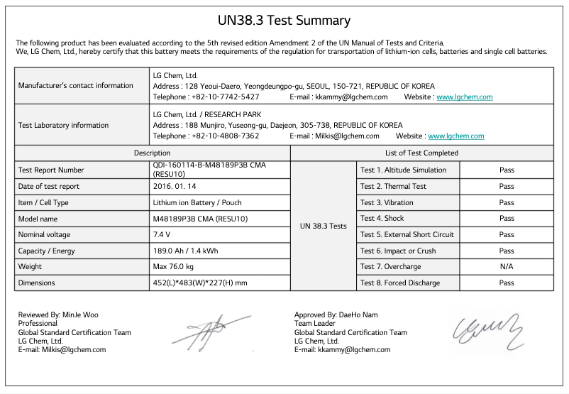 First page image of the manual for RESU6.5