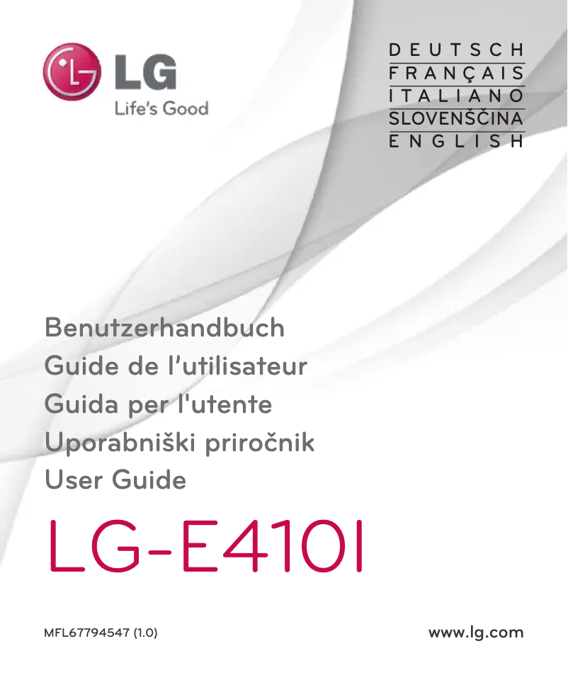 Page 1 of the manual User Manual LG LG-E410I