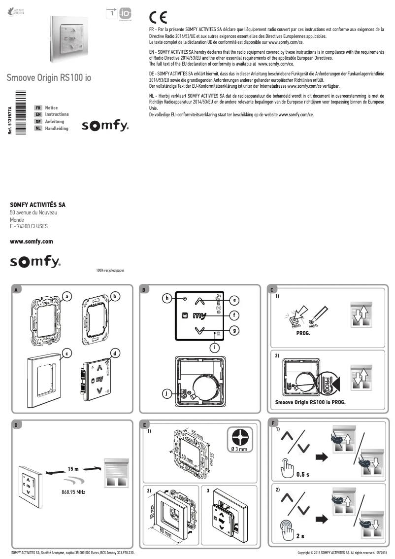 First page image of the manual for Smoove Origin RS100 io