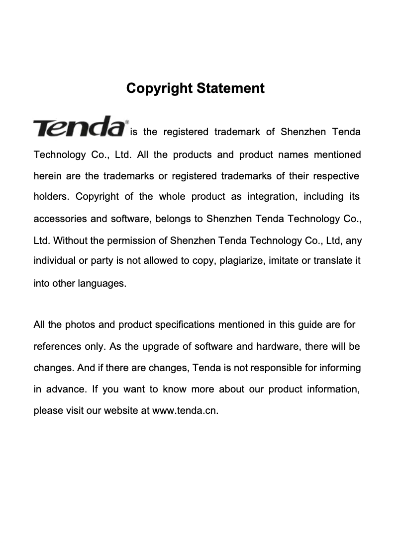 Page 1 of the manual User Manual Tenda TEG1024G