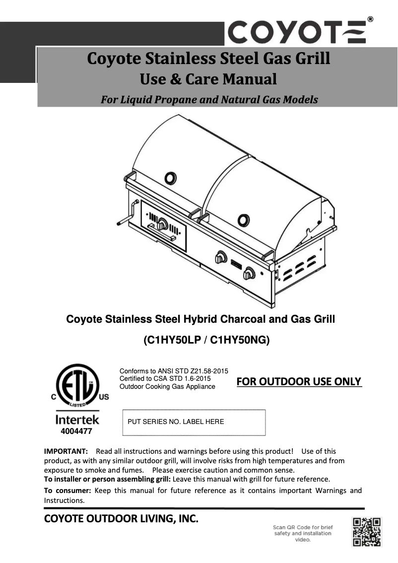 First page image of the manual for C1HY50LP