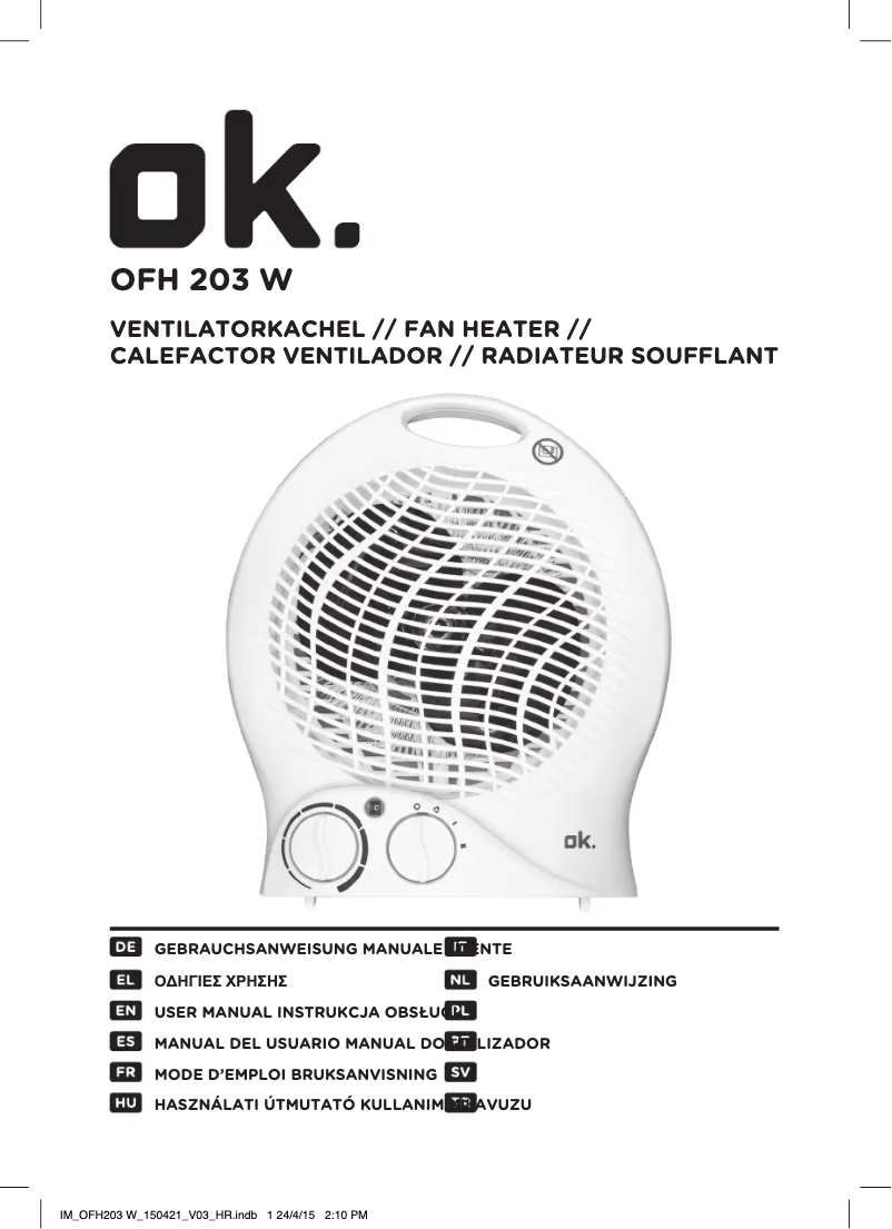 First page image of the manual for OFH 203 W