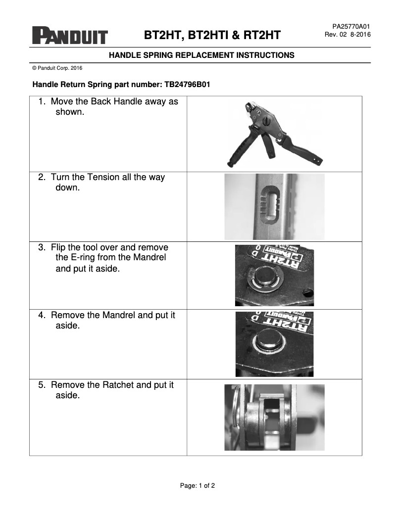 Page 1 of the manual Installation Guide Panduit RT2HT