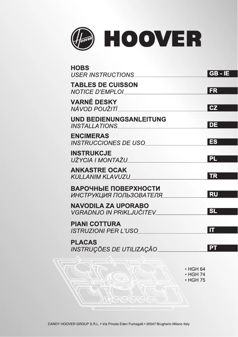 Page 1 of the manual User Manual Hoover HGH64SCP W