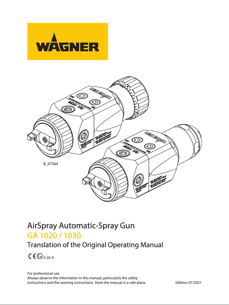 First page image of the manual for TOPFINISH GA 1020