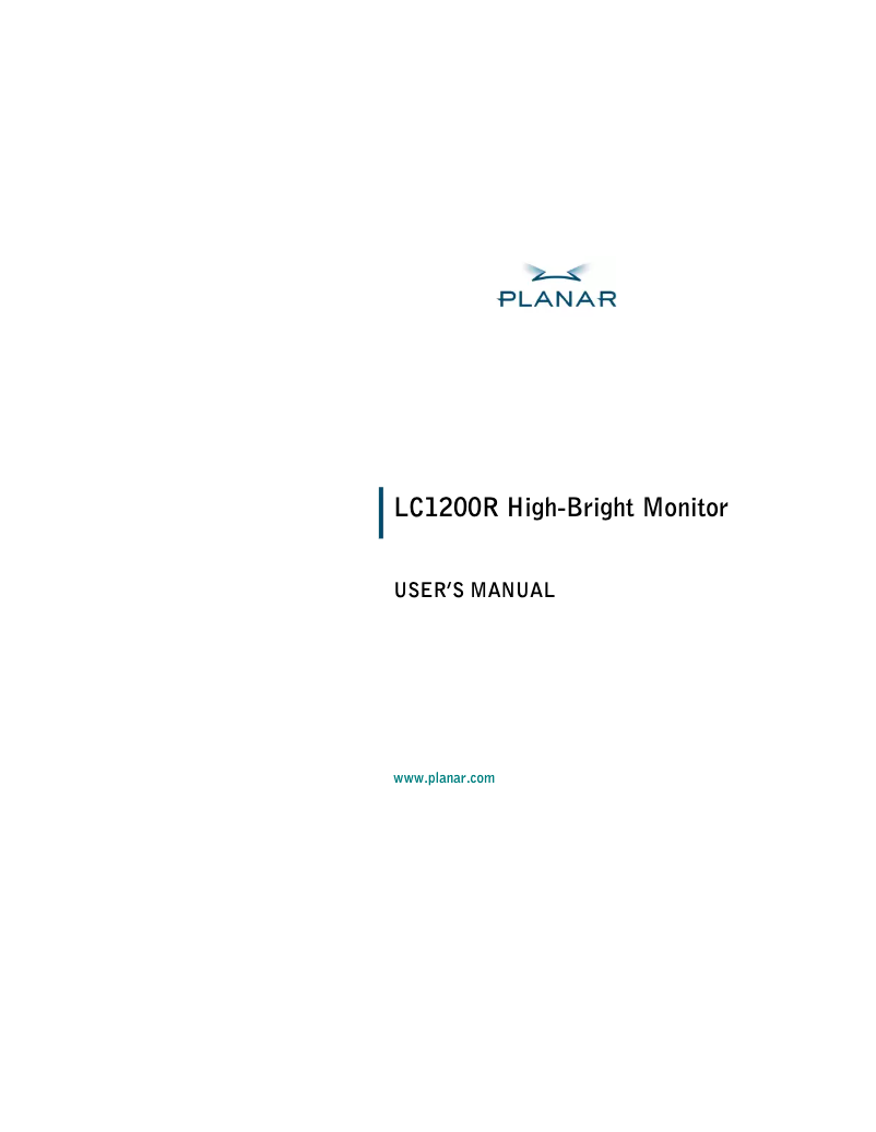 Page 1 of the manual User Manual Planar LC1200R