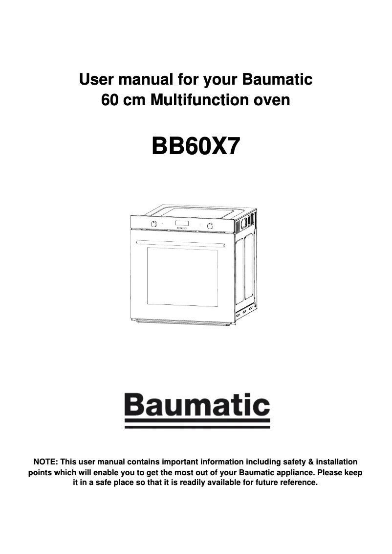 Page 1 of the manual User Manual Baumatic BB60X7