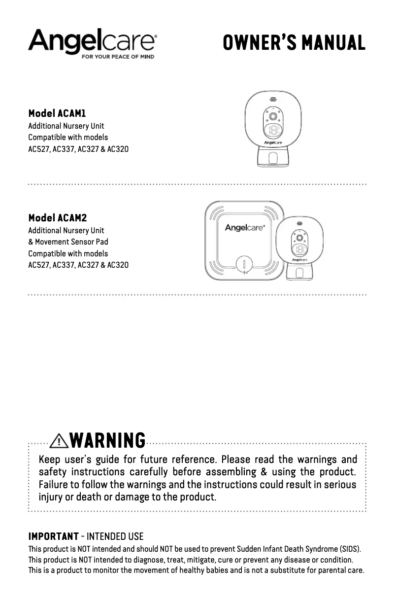 Page 1 of the manual User Manual Angelcare ACAM1