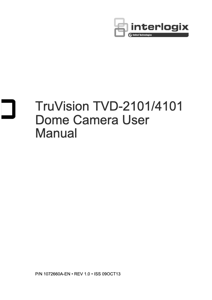 First page image of the manual for TruVision TVD-4101