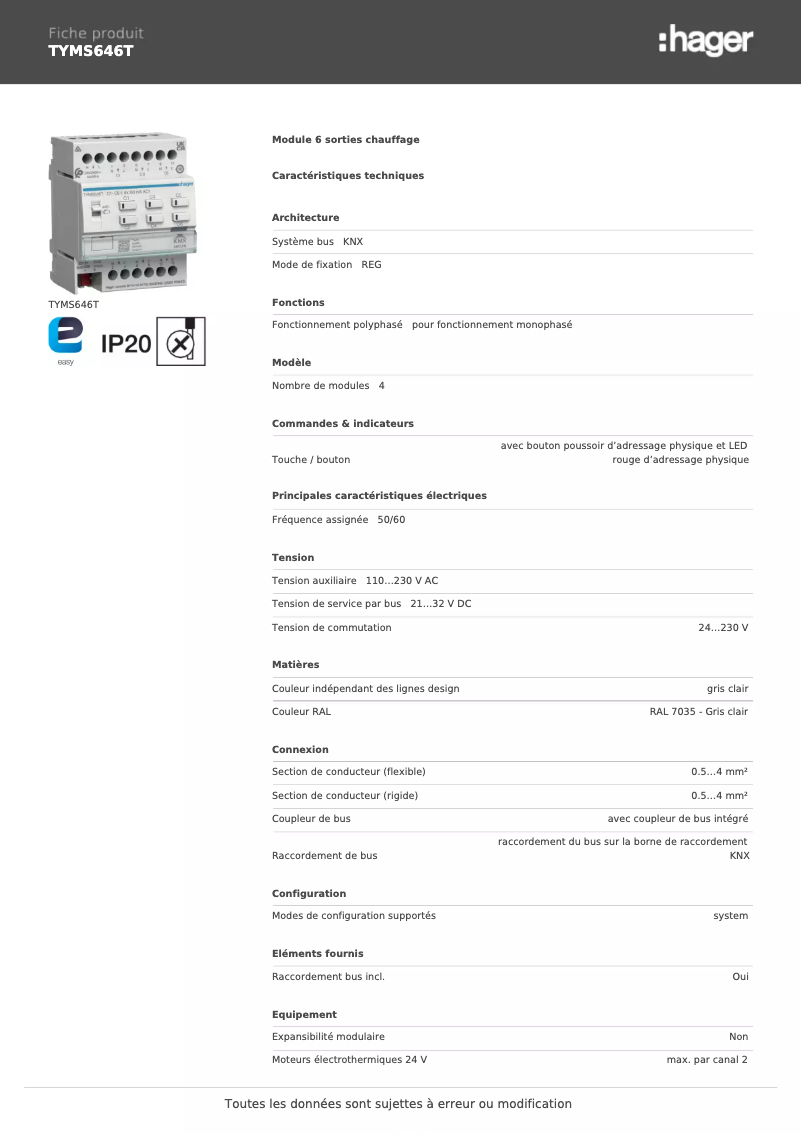 First page image of the manual for TYMS646T
